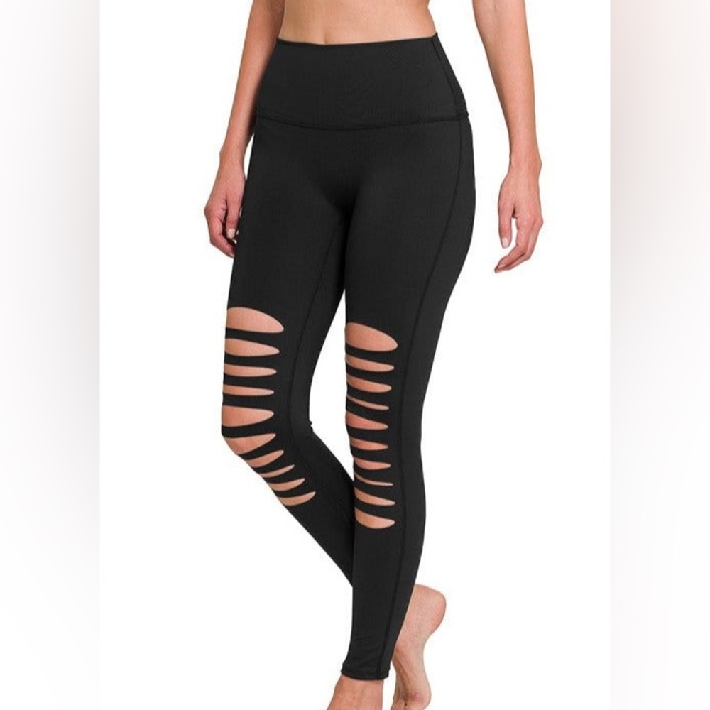 ATHLETIC KNEE CUT OUT HIGH WAISTED LEGGINGS